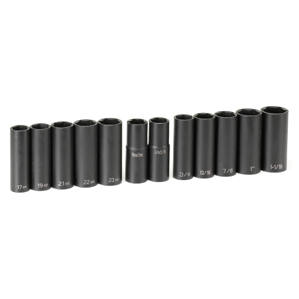 Black Pneumatic Extra-Deep Hex Socket 78mm 150mm 200mm Long Metric 17~24mm